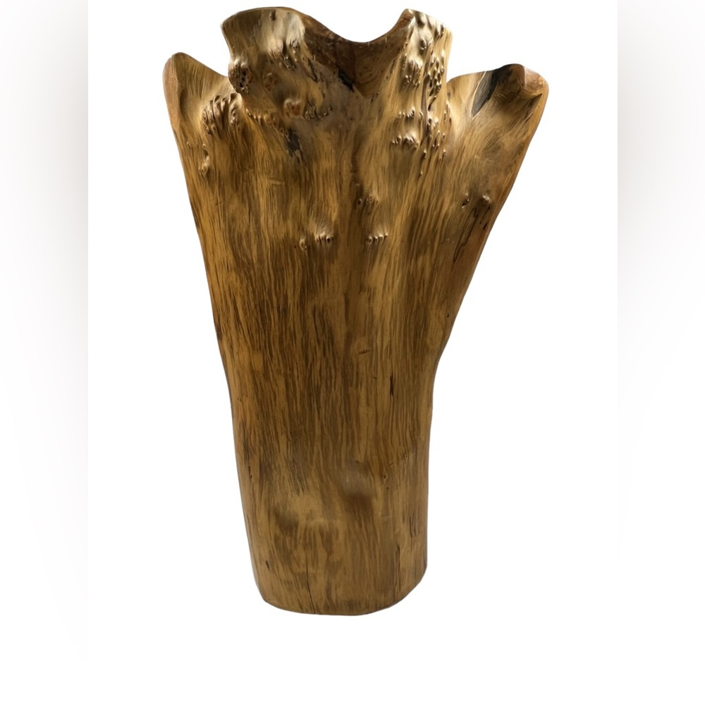 Hand Carved Wooden Vase Birdseye Maple Burl Wood Tree Stump Natural Juniper JK - Picture 1 of 8
